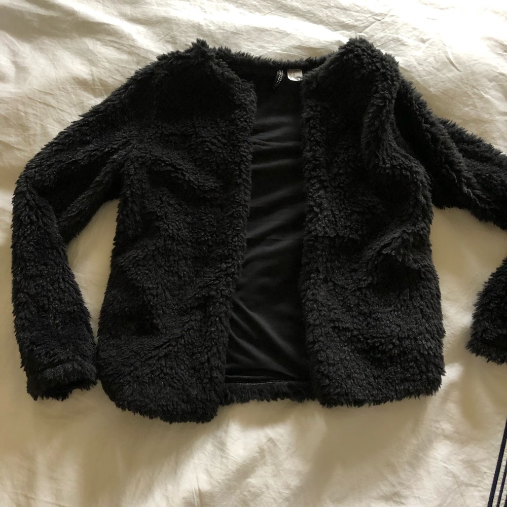 H&M black teddy cardigan/jacket